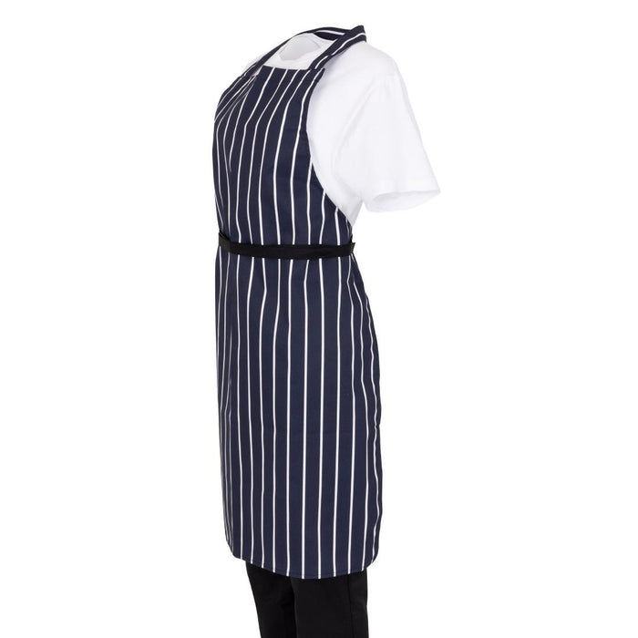 Whites Butchers Stripe Bib Apron Blue/White Whites Chefs Clothing