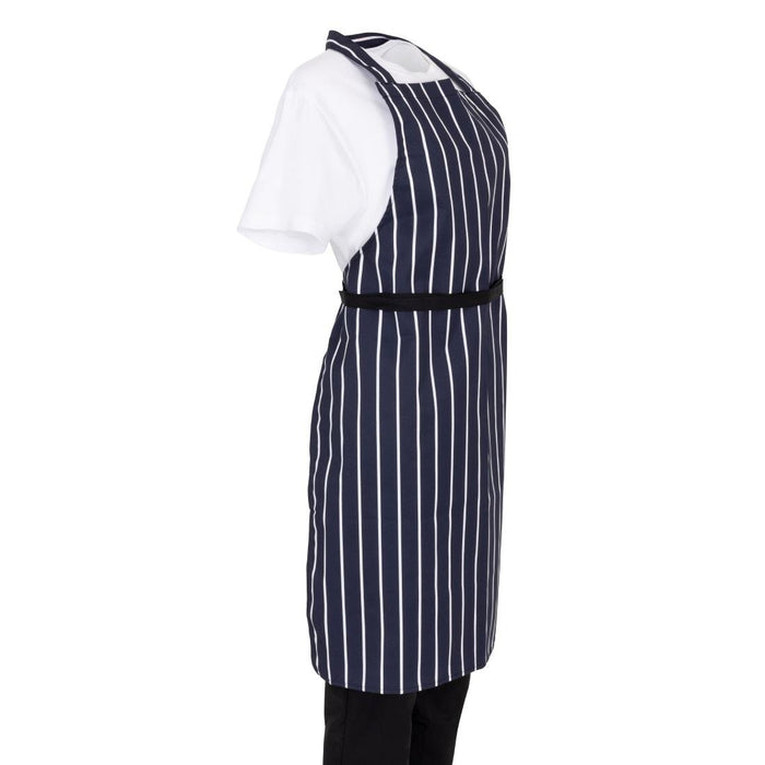 Whites Butchers Stripe Bib Apron Blue/White Whites Chefs Clothing