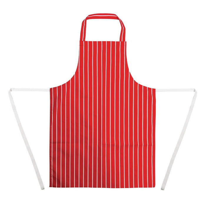 Whites Butchers Stripe Bib Apron Red/White Whites Chefs Clothing