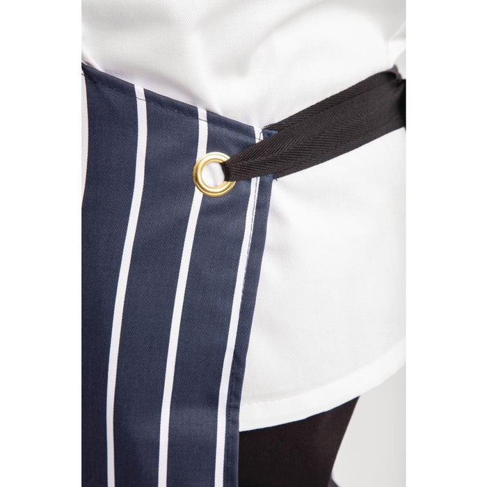 Whites Butchers Stripe Bib Apron with Pocket Blue/White Whites Chefs Clothing
