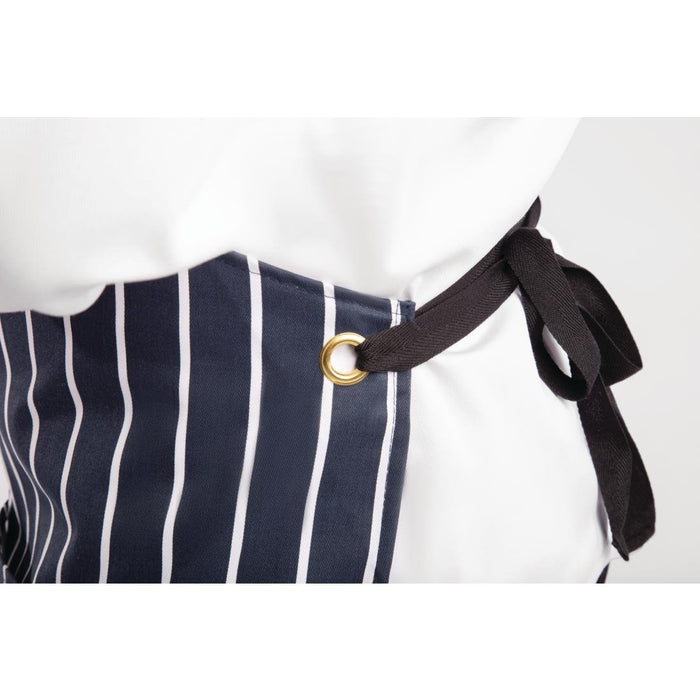 Whites Butchers Stripe Bib Apron with Pocket Blue/White Whites Chefs Clothing