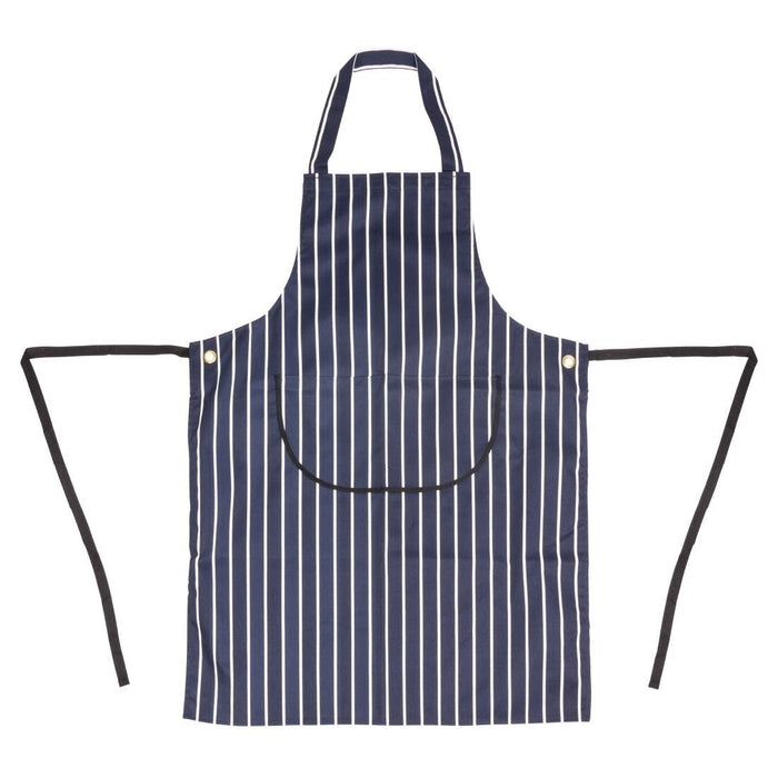 Whites Butchers Stripe Bib Apron with Pocket Blue/White Whites Chefs Clothing