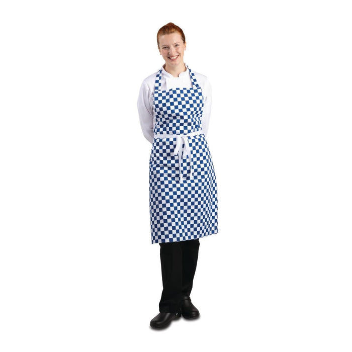 Whites Bib Apron Blue & White Check Whites Chefs Clothing