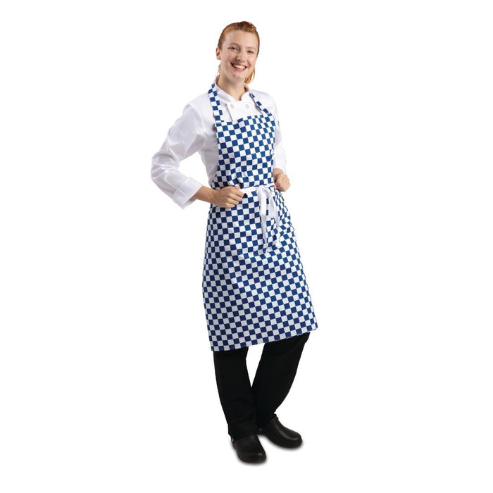 Whites Bib Apron Blue & White Check Whites Chefs Clothing