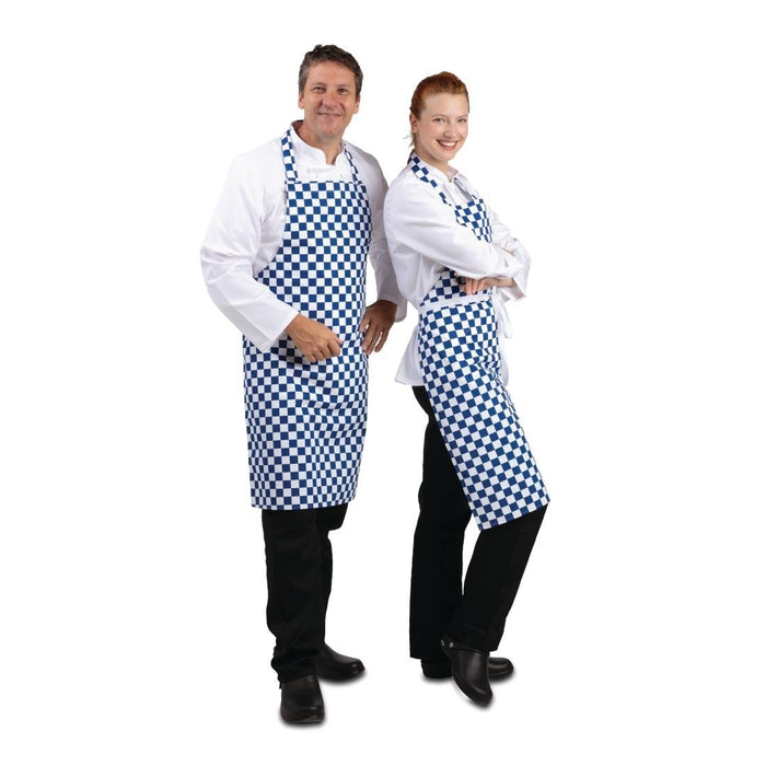 Whites Bib Apron Blue & White Check Whites Chefs Clothing