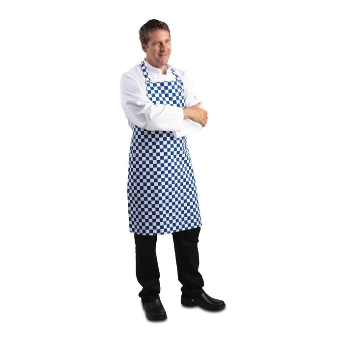 Whites Bib Apron Blue & White Check Whites Chefs Clothing