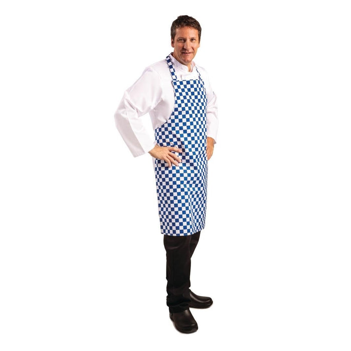 Whites Bib Apron Blue & White Check Whites Chefs Clothing