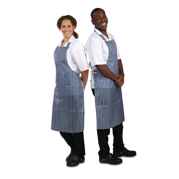 Whites Water Resistant Bib Apron Blue and White Whites Chefs Clothing