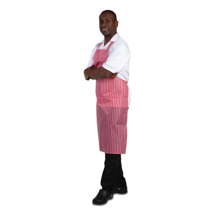 Whites Water Resistant Bib Apron Red And White Stripe Whites Chefs Clothing