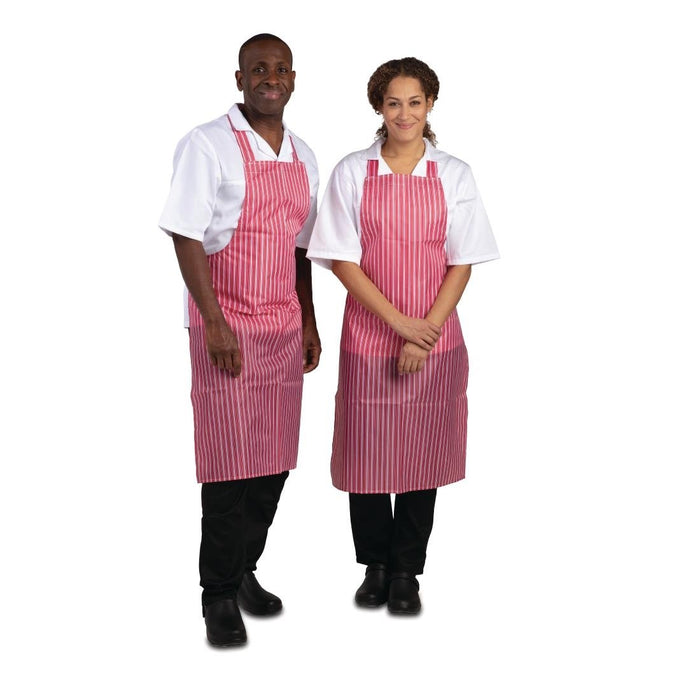 Whites Water Resistant Bib Apron Red And White Stripe Whites Chefs Clothing