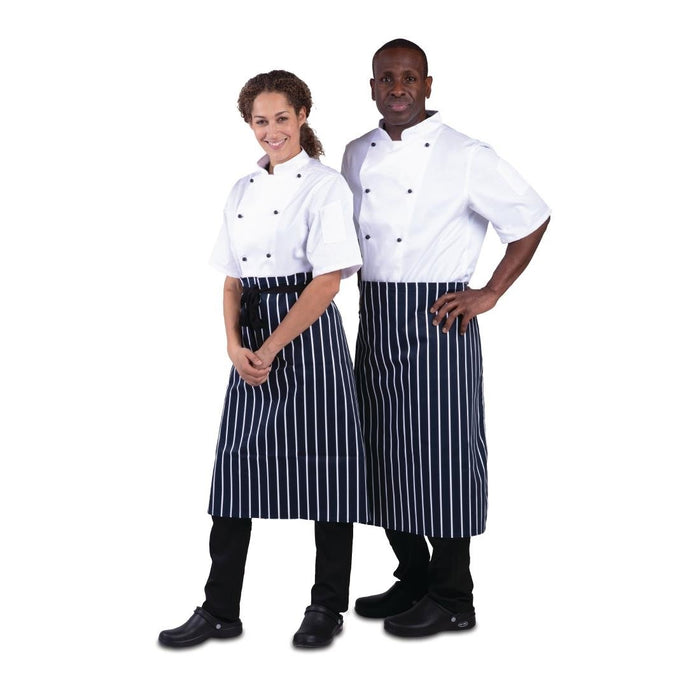Whites Butchers Stripe Waist Apron Blue/White Whites Chefs Clothing