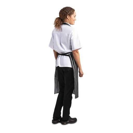 Whites Butchers Stripe Bib Apron Black/White Whites Chefs Clothing