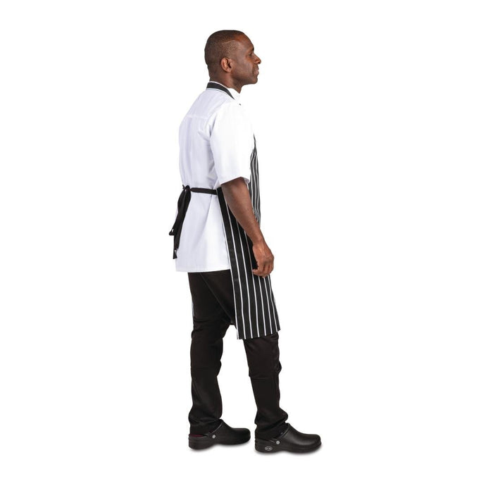 Whites Butchers Stripe Bib Apron Black/White Whites Chefs Clothing