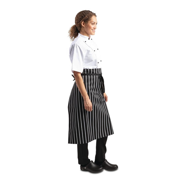Whites Butchers Stripe Waist Apron Black/White Whites Chefs Clothing