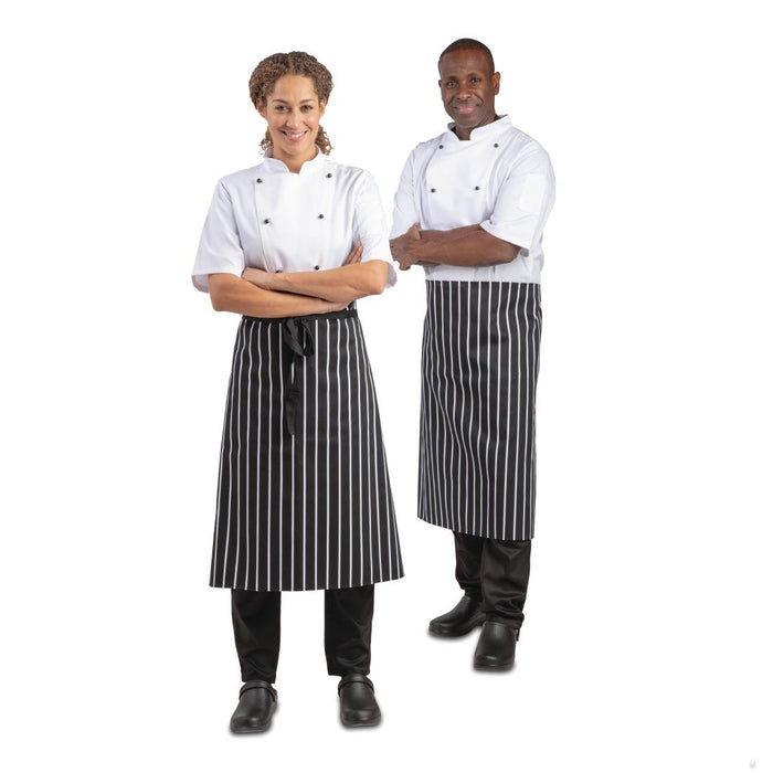 Whites Butchers Stripe Waist Apron Black/White Whites Chefs Clothing