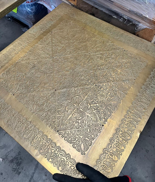 Vintage Decorative 60x60 Table with Cast Iron Base-Used Canmac Refurbished