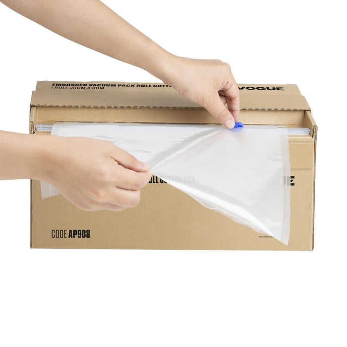 Vogue Vacuum Pack Roll with Cutter Box (Embossed) 300mm width Vogue