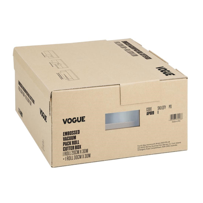 Vogue Vacuum Pack Roll with Cutter Box (Embossed) 200mm & 300mm Twin Pack Vogue