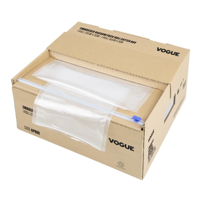 Vogue Vacuum Pack Roll with Cutter Box (Embossed) 200mm & 300mm Twin Pack Vogue