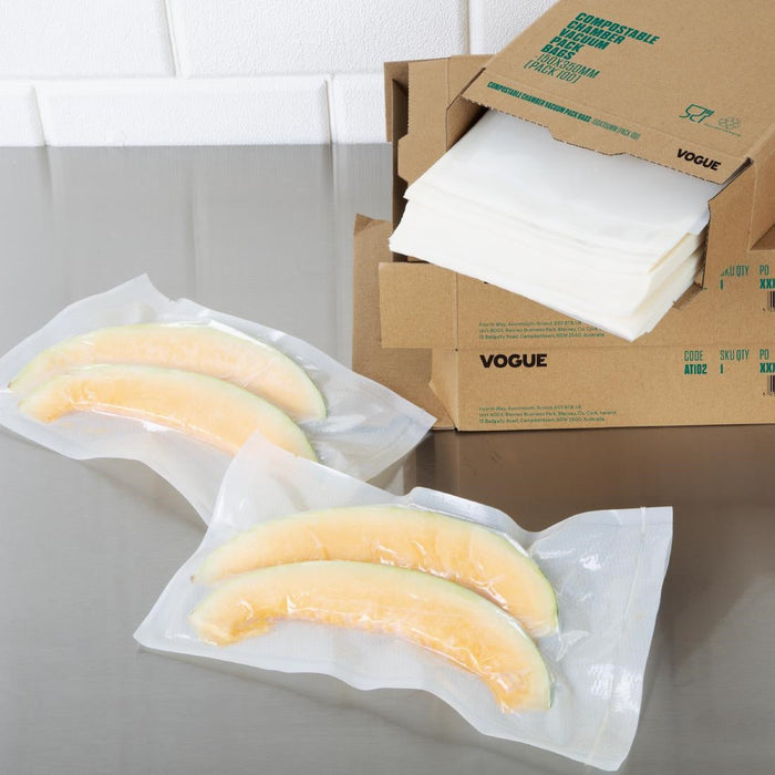 Vogue Compostable Chamber Vacuum Pack Bags 250x350mm (100 Pack) Vogue