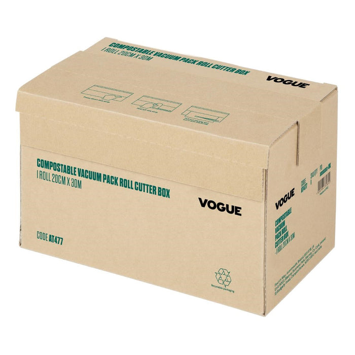 Vogue Compostable Vacuum Pack Roll Cutter Box 20cm x 30m Vogue