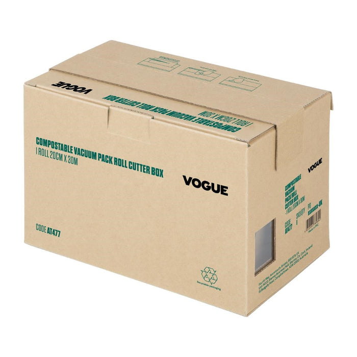 Vogue Compostable Vacuum Pack Roll Cutter Box 20cm x 30m Vogue