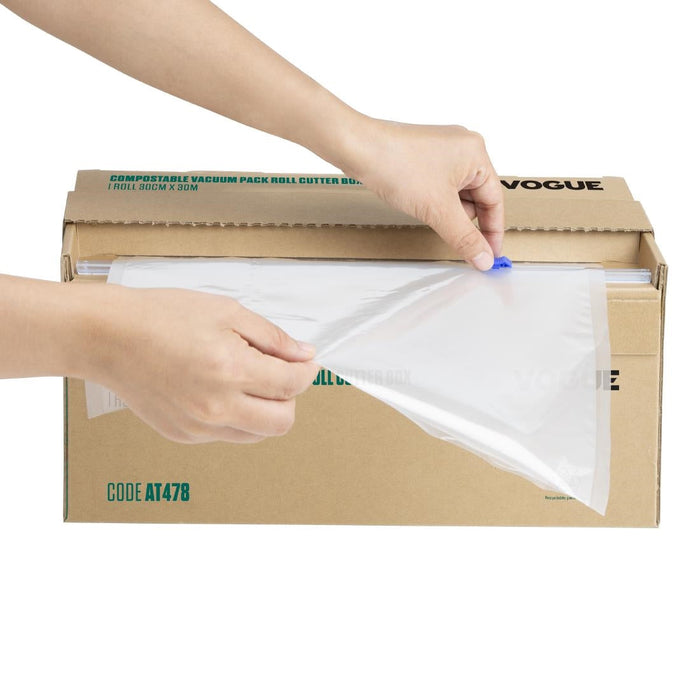 Vogue Compostable Vacuum Pack Roll Cutter Box 30cm x 30m Vogue