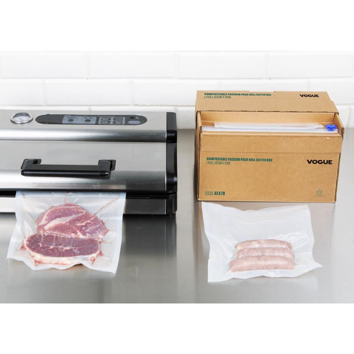 Vogue Compostable Vacuum Pack Roll Cutter Box 200mm & 300mm Twin Pack Vogue
