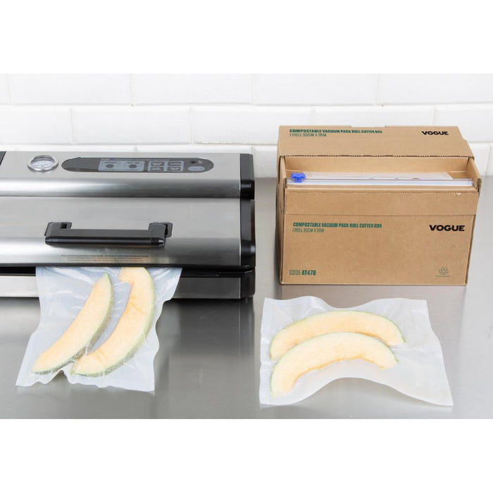 Vogue Compostable Vacuum Pack Roll Cutter Box 200mm & 300mm Twin Pack Vogue