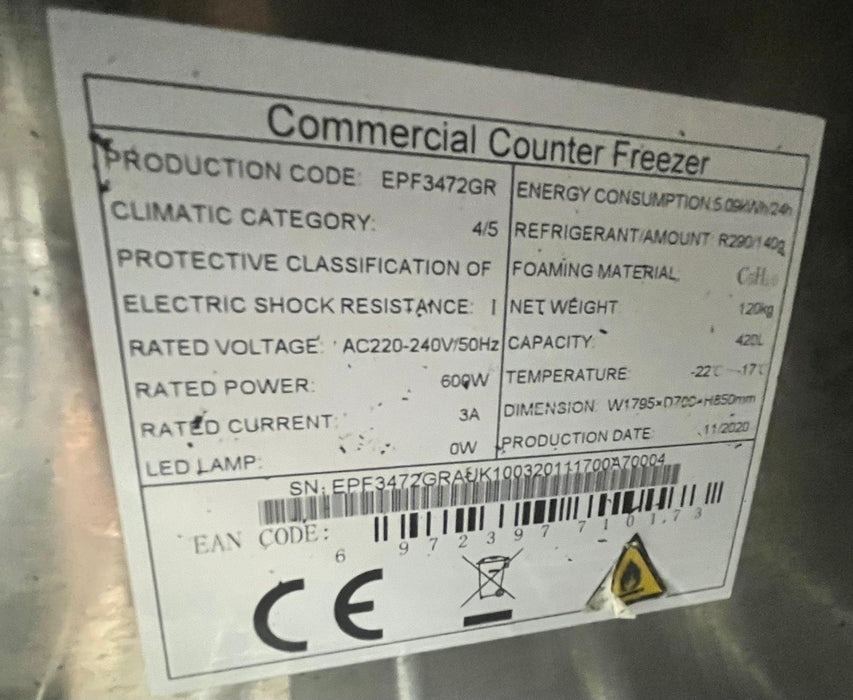 Commercial Atosa EPF3472 Three Door Heavy Duty Counter Freezer-Refurbished Canmac Refurbished