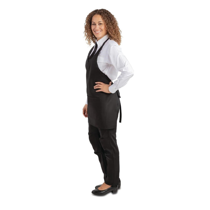 Whites V Neck Service Apron Black Whites Chefs Clothing