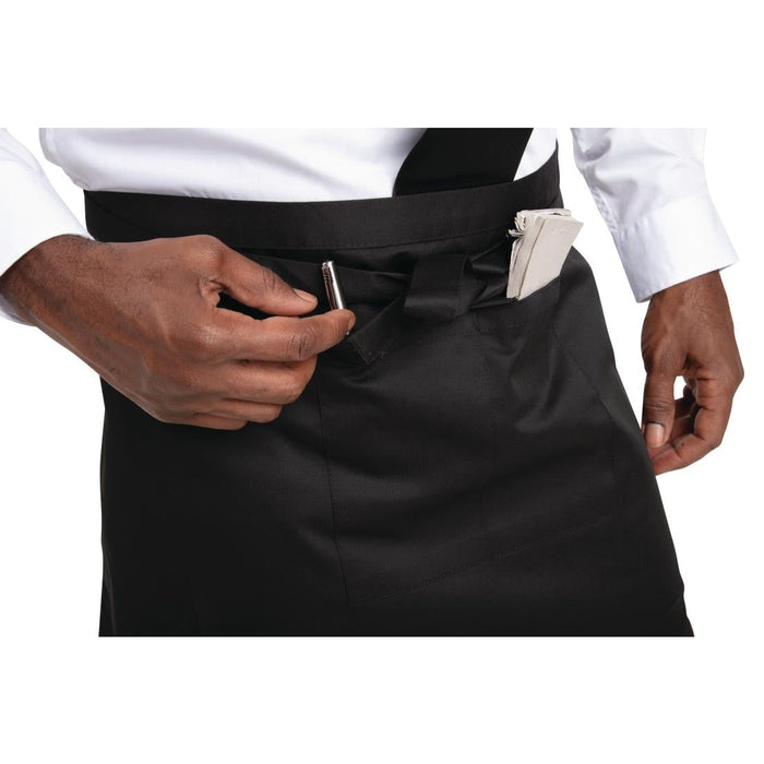 Whites Short Bistro Apron Black Whites Chefs Clothing