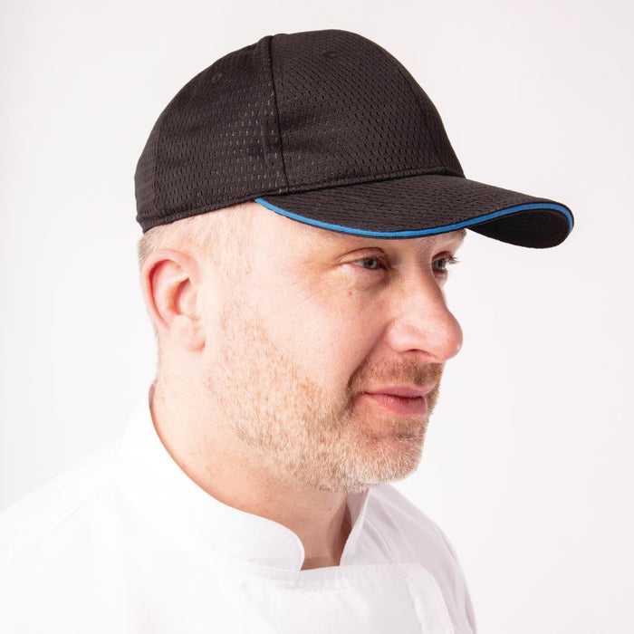 Chef Works Cool Vent Baseball Cap Black with Blue Chef Works