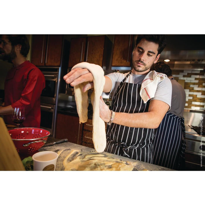 Chef Works Premium Woven Bib Apron Black and White Stripe Chef Works