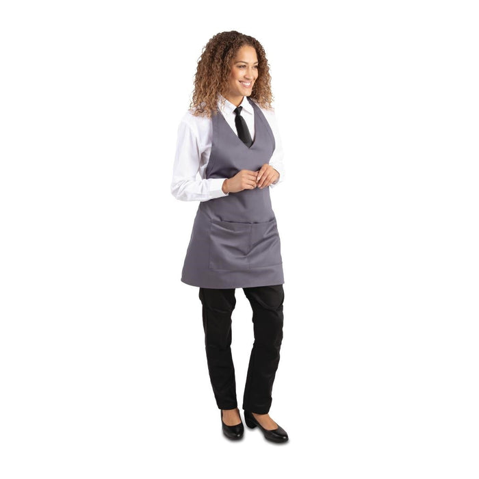 Whites V Neck Service Apron Charcoal Whites Chefs Clothing