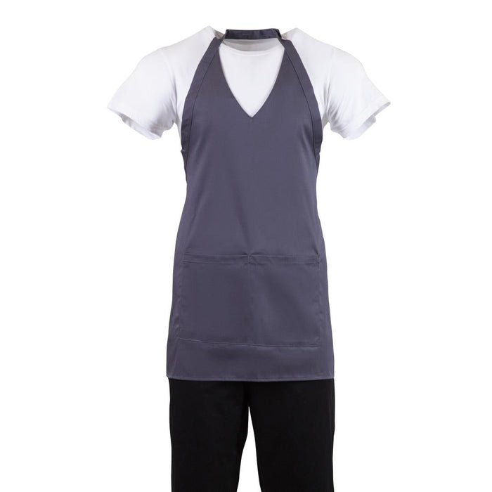 Whites V Neck Service Apron Charcoal Whites Chefs Clothing