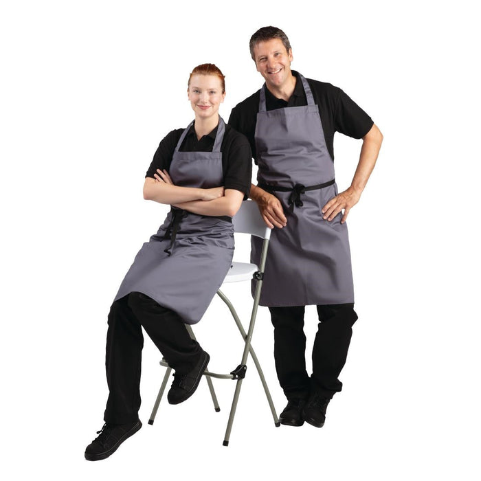 Whites Polycotton Bib Apron Charcoal Whites Chefs Clothing