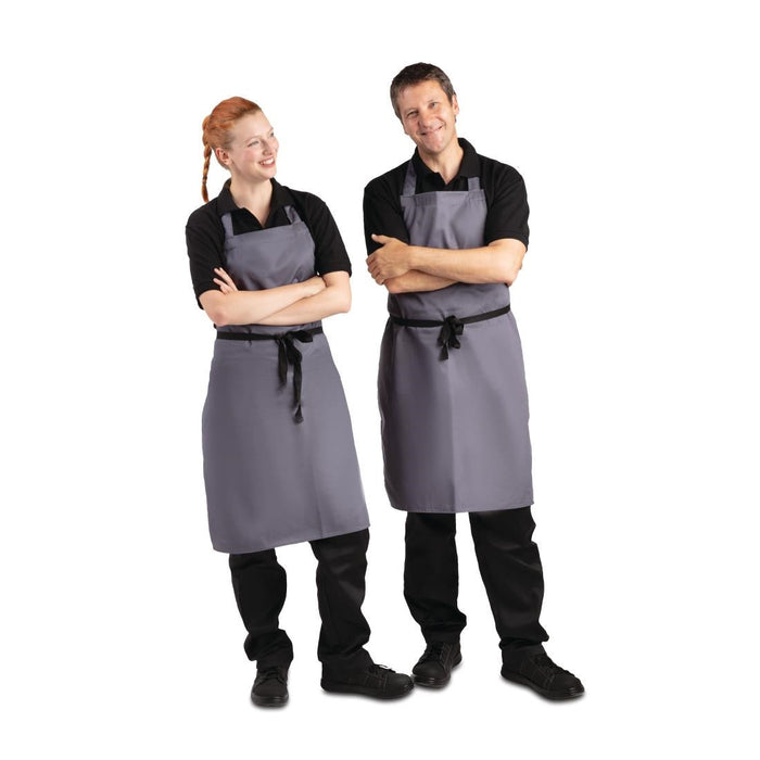 Whites Polycotton Bib Apron Charcoal Whites Chefs Clothing