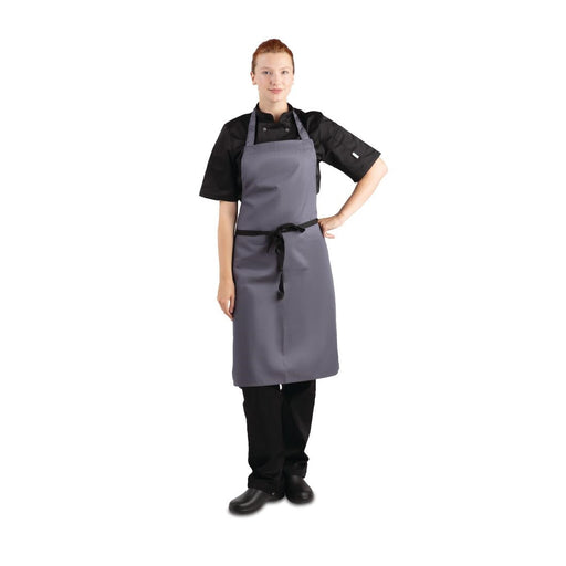 Whites Polycotton Bib Apron Charcoal Whites Chefs Clothing