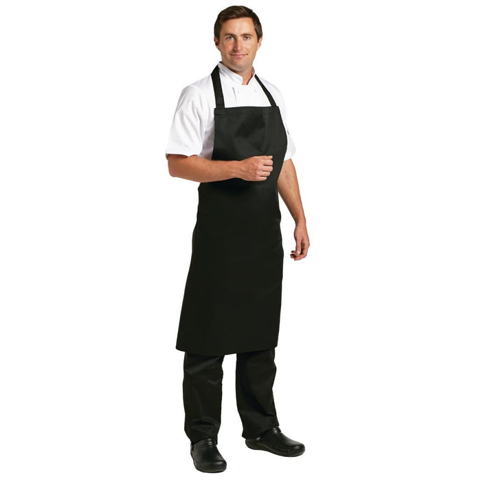 Whites Polycotton Bib Apron Black XL Whites Chefs Clothing