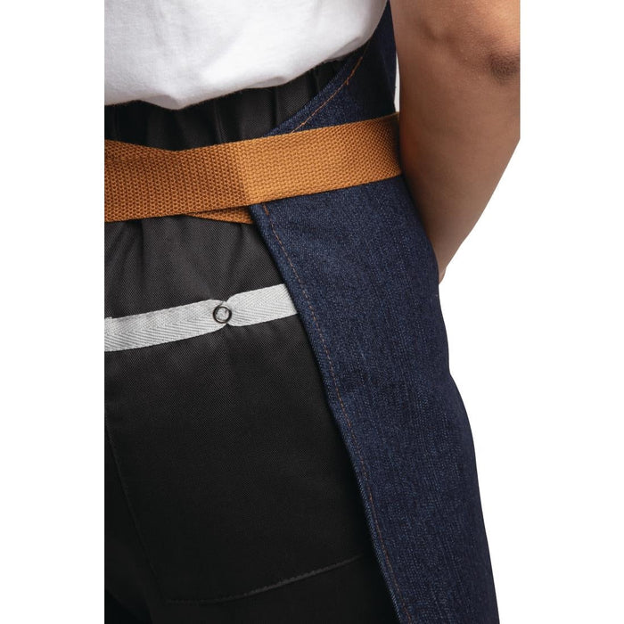 Southside Bistro Apron Denim-Blue With Tan Ties Southside