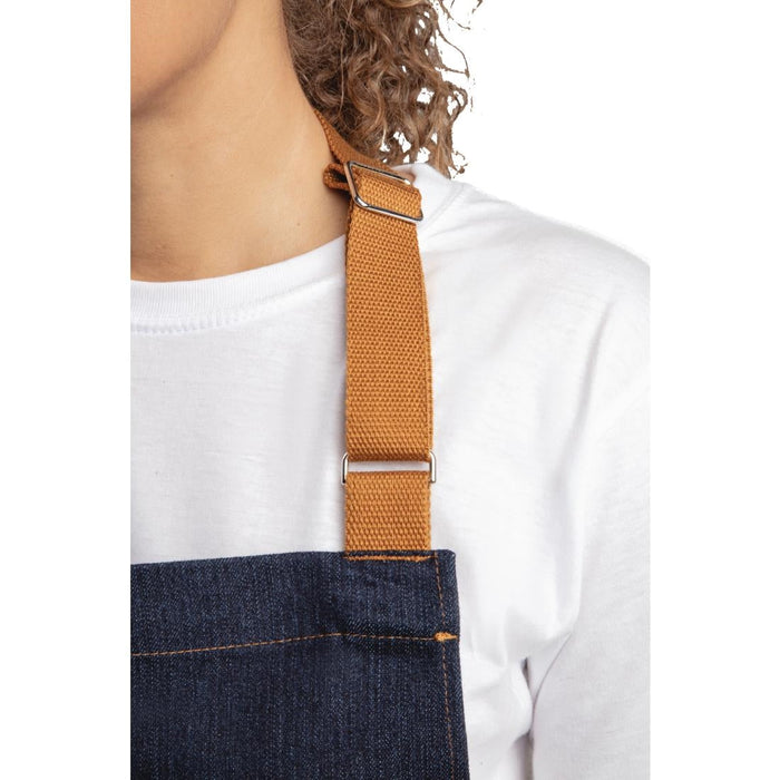 Southside Bistro Apron Denim-Blue With Tan Ties Southside