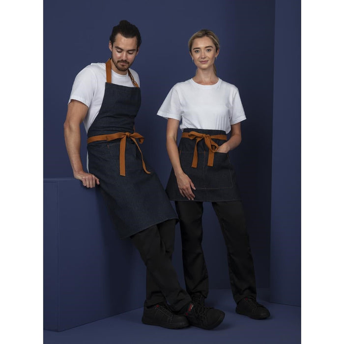 Southside Bistro Apron Denim-Blue With Tan Ties Southside