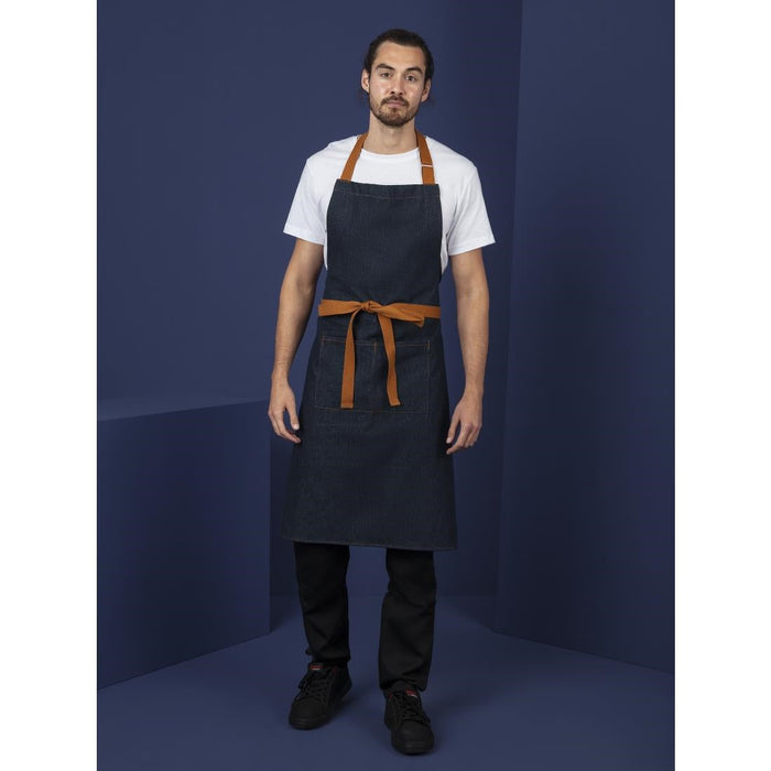 Southside Bistro Apron Denim-Blue With Tan Ties Southside