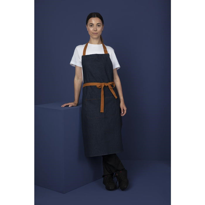 Southside Bistro Apron Denim-Blue With Tan Ties Southside