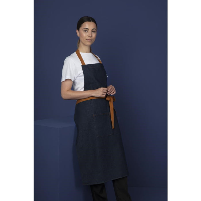 Southside Bistro Apron Denim-Blue With Tan Ties Southside