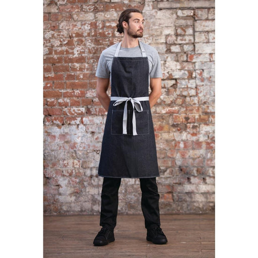 Southside X-Cross Back Bib Apron Denim Black Southside