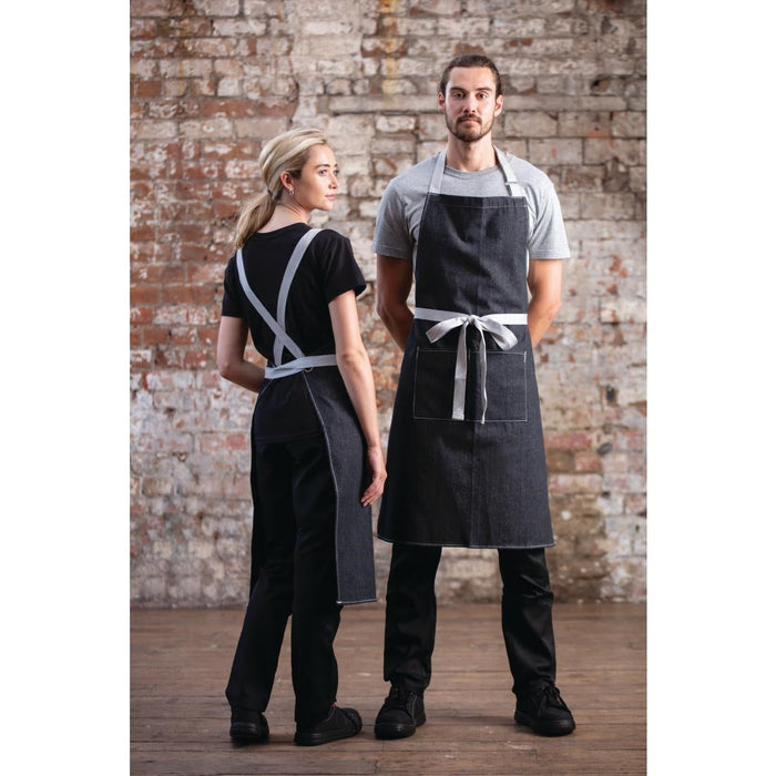 Southside X-Cross Back Bib Apron Denim Black Southside