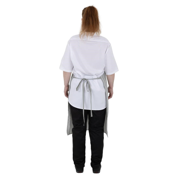 Whites Butchers Stripe Bib Apron Grey/White Whites Chefs Clothing