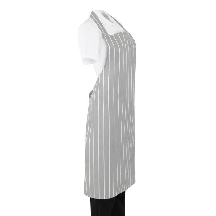 Whites Butchers Stripe Bib Apron Grey/White Whites Chefs Clothing